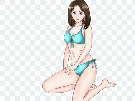 Woman in swimsuit (turquoise bikini) Woman in swimsuit (turquoise bikini)