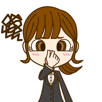 Woman pinching her nose ① / Suit Woman pinching her nose ① / Suit