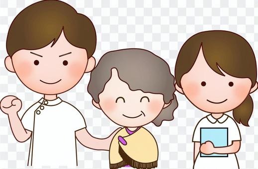 Practitioner, assistant and patient Practitioner, assistant and patient