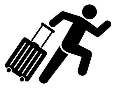 A person who runs with a suitcase A person who runs with a suitcase
