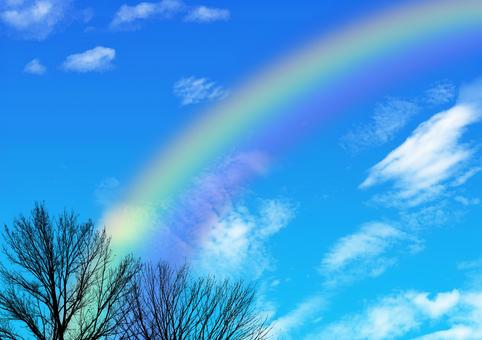 青空と緑豊かな町と虹 200138 - Free Download - illustAC