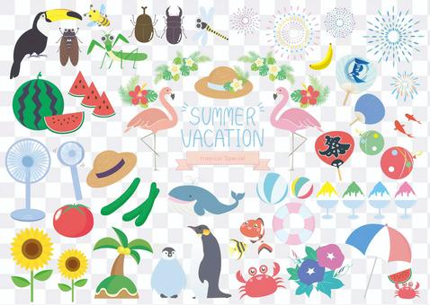 Summer vacation summer illustration material set Summer vacation summer illustration material set
