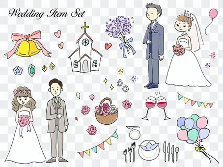 Hand drawn wedding illustration set Hand drawn wedding illustration set
