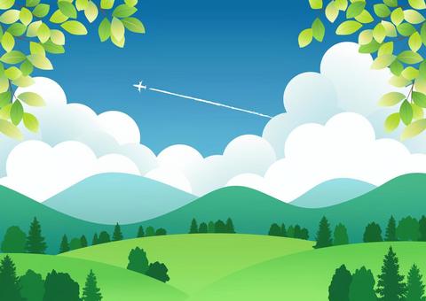 Summer satoyama background horizontal Summer satoyama background horizontal