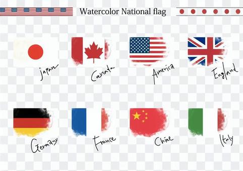 Handwritten national flag watercolor style illustration Handwritten national flag watercolor style illustration