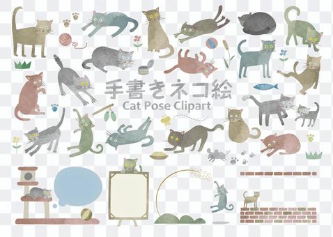 Handwritten cat picture SET Handwritten cat picture SET