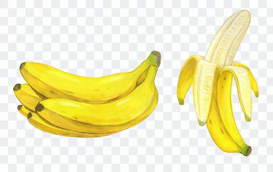 バナナの房、剥いたバナナ バナナの房、剥いたバナナ