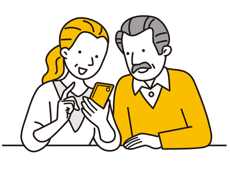 Senior couple looking at a smartphone Senior couple looking at a smartphone
