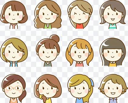 Various female face icons (upper body) Various female face icons (upper body)