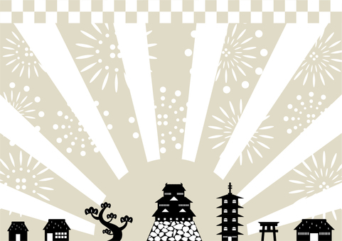 Fireworks castle town scenery Fireworks castle town scenery