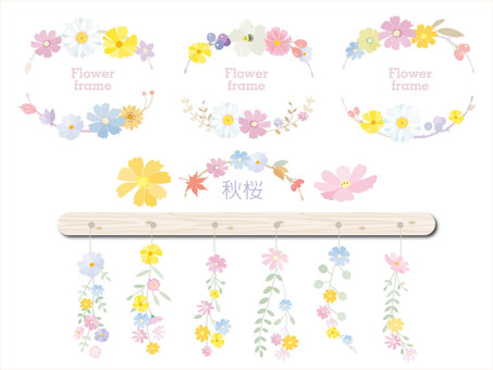 Autumn frame_Autumn cherry blossom decoration frame Pastel style 7 Autumn frame_Autumn cherry blossom decoration frame Pastel style 7