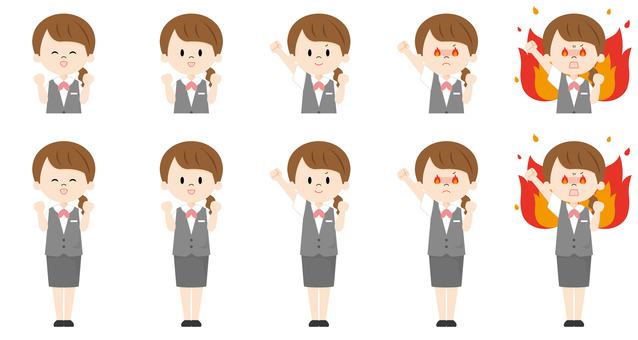 Female receptionist_guts pose Female receptionist_guts pose
