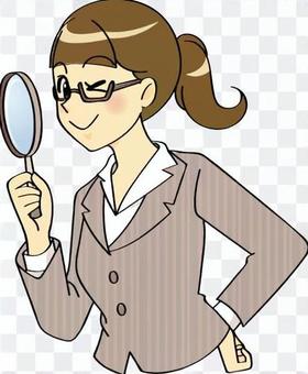 Suit women with magnifying glass Suit women with magnifying glass