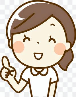 A nurse with a pointing pose A nurse with a pointing pose