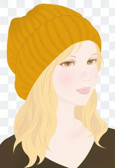 Fall knitted cap mustard Fall knitted cap mustard
