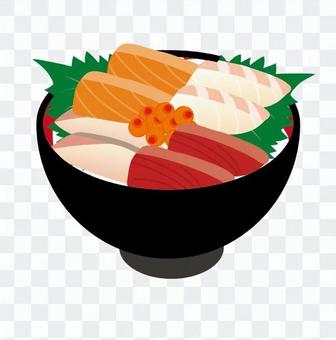 Bowl of rice topped with sashimi Bowl of rice topped with sashimi
