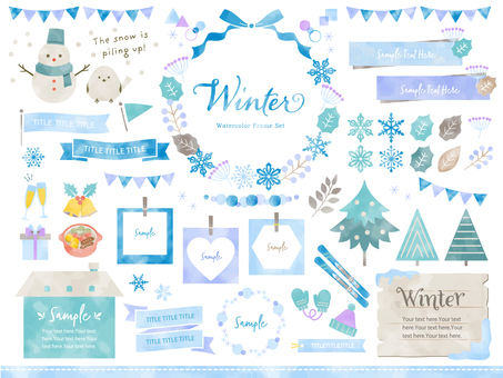 Winter event and natural watercolor frameset Winter event and natural watercolor frameset