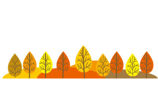Line of fallen leaves trees in autumn Line of fallen leaves trees in autumn