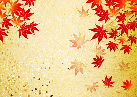 Autumn leaves horizontal on a gold leaf background Autumn leaves horizontal on a gold leaf background