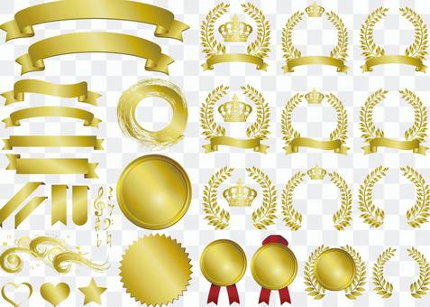 Frame gold emblem ornament crown laurel ribbon Frame gold emblem ornament crown laurel ribbon