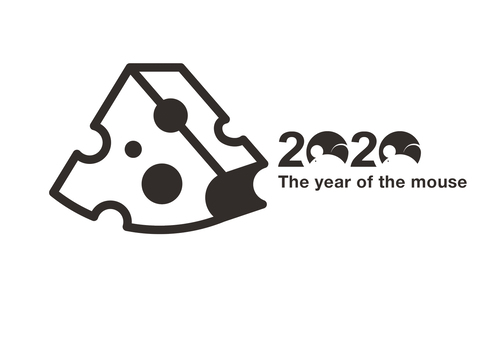 2020 New Year Card Cheese mouse half circle black 2020 New Year Card Cheese mouse half circle black