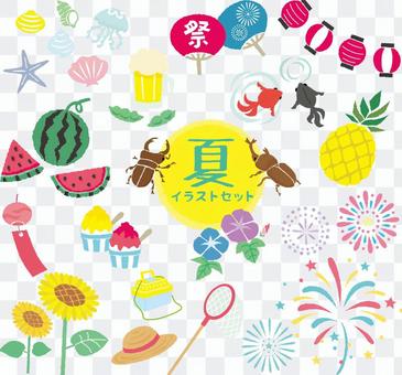 Summer pop illustration set Summer pop illustration set