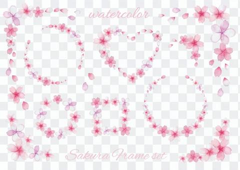 Watercolor cherry blossom frameset Watercolor cherry blossom frameset