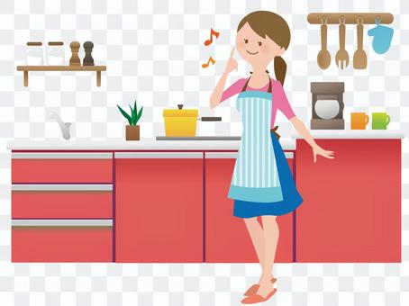 A woman standing in the kitchen A woman standing in the kitchen