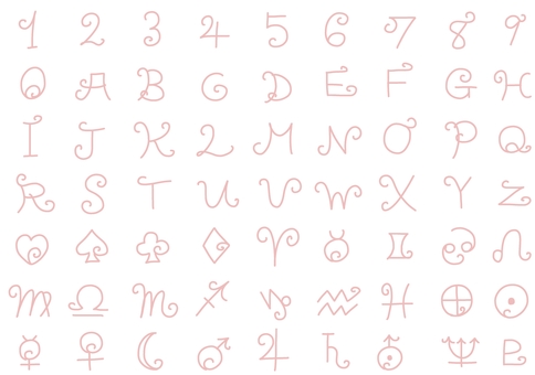 Hand-painted round and round number symbol line drawing illustration set Hand-painted round and round number symbol line drawing illustration set