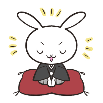 Rabbit greeting with a hakama Rabbit greeting with a hakama