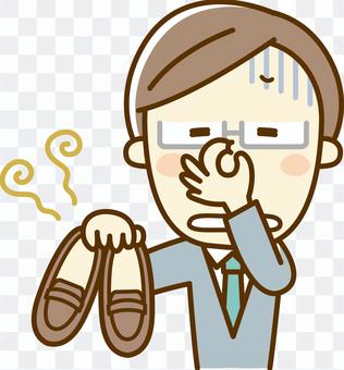 A man with a stinky shoe A man with a stinky shoe