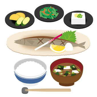 Set meal Pacific saury Set meal Pacific saury