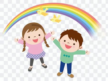 Rainbow and children Rainbow and children
