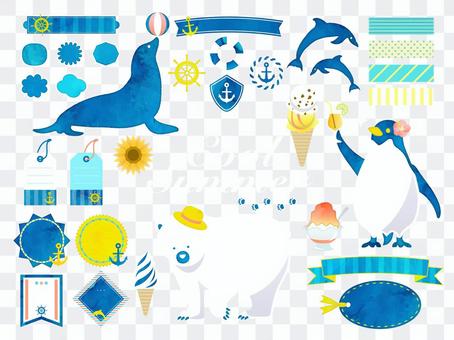 Summer / Cool / Watercolor / Ice and Polar Bear Frameset Summer / Cool / Watercolor / Ice and Polar Bear Frameset