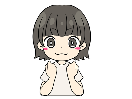 Black-haired girl cheering Black-haired girl cheering