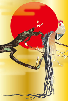 尾 長 長 鶏 _ 金 _ 旭 に 白 い _ ___ poster size 尾 長 長 鶏 _ 金 _ 旭 に 白 い _ ___ poster size