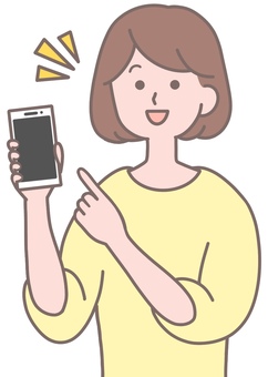 A woman with a clean design color and smartphone A woman with a clean design color and smartphone