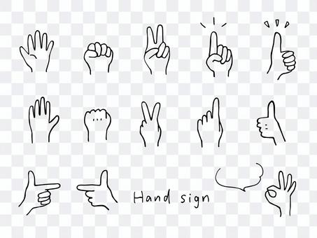 Handwritten hand sign hand illustration set Handwritten hand sign hand illustration set
