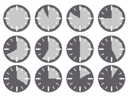 Monochrome timer illustration set Monochrome timer illustration set