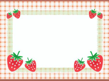 Frame of strawberry and gingham check Frame of strawberry and gingham check