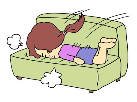 Woman falling on the sofa Woman falling on the sofa