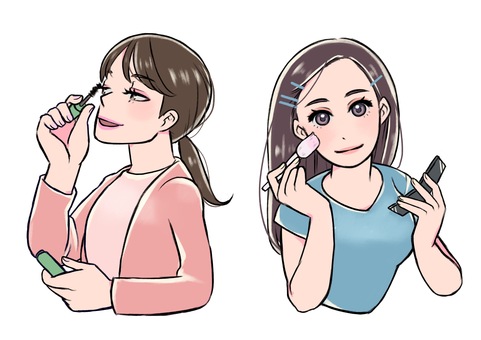 Woman with mascara and blush Woman with mascara and blush