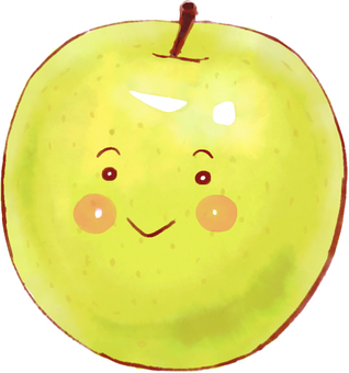 Green apple (with face) / watercolor Green apple (with face) / watercolor