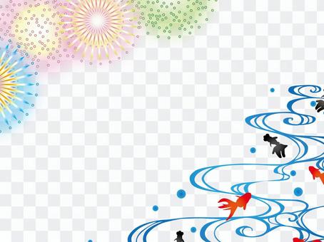 Japanese frame goldfish and fireworks Japanese frame goldfish and fireworks