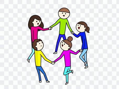 Holding hands to round Holding hands to round