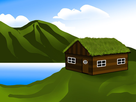 Scandinavian nature and grass roof house Scandinavian nature and grass roof house