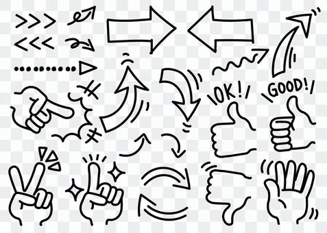 Handwritten arrow and hand set 02 Handwritten arrow and hand set 02