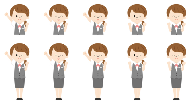 Female receptionist_guts pose Female receptionist_guts pose