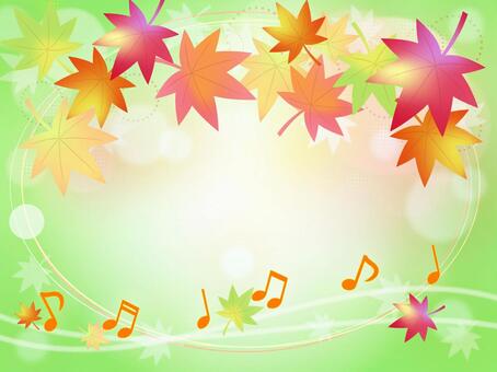 Notes and autumn leaves background Green Notes and autumn leaves background Green