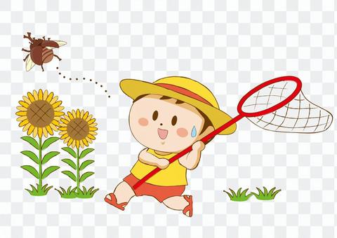 Insect catching child Insect catching child